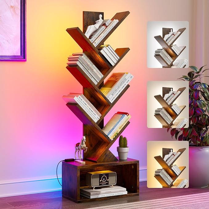 6 Tier Tree Bookshelf with Lights